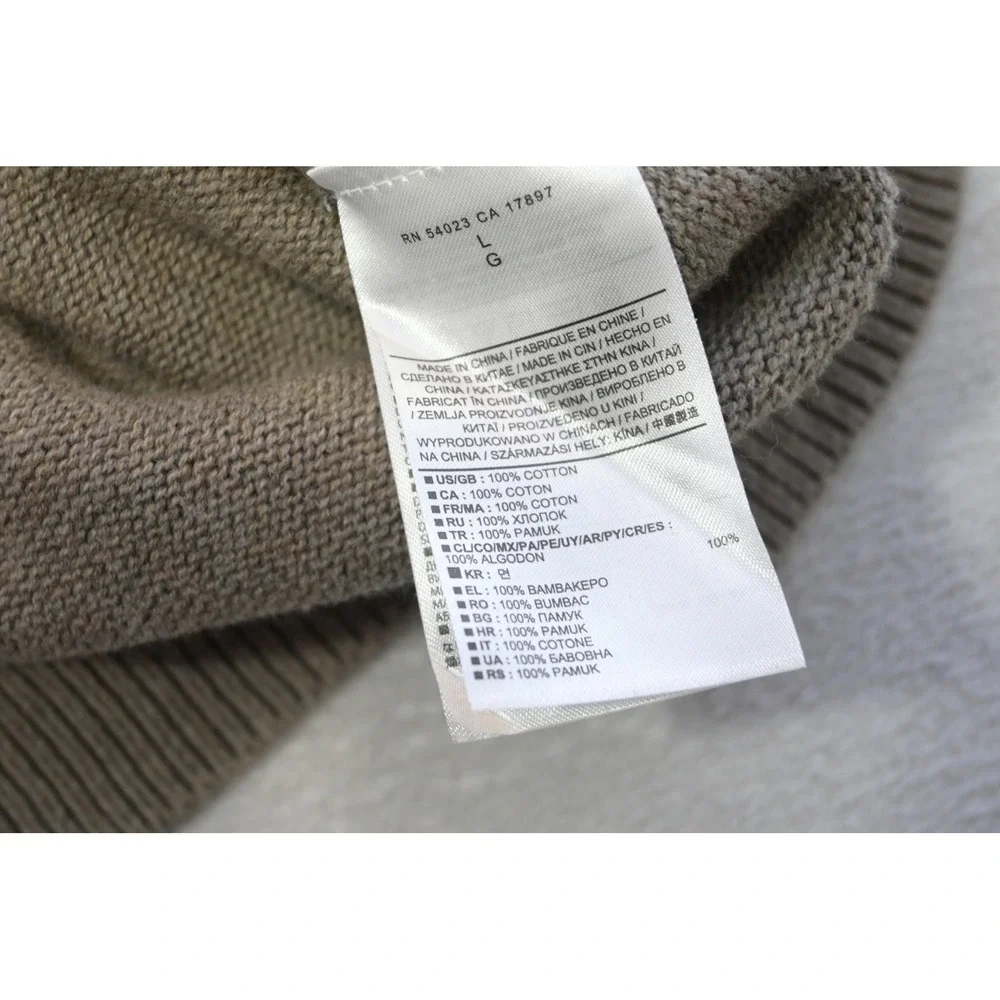 Banana Republic Sweater Men Large Tan Beige Mock Neck Button Up Pockets EUC